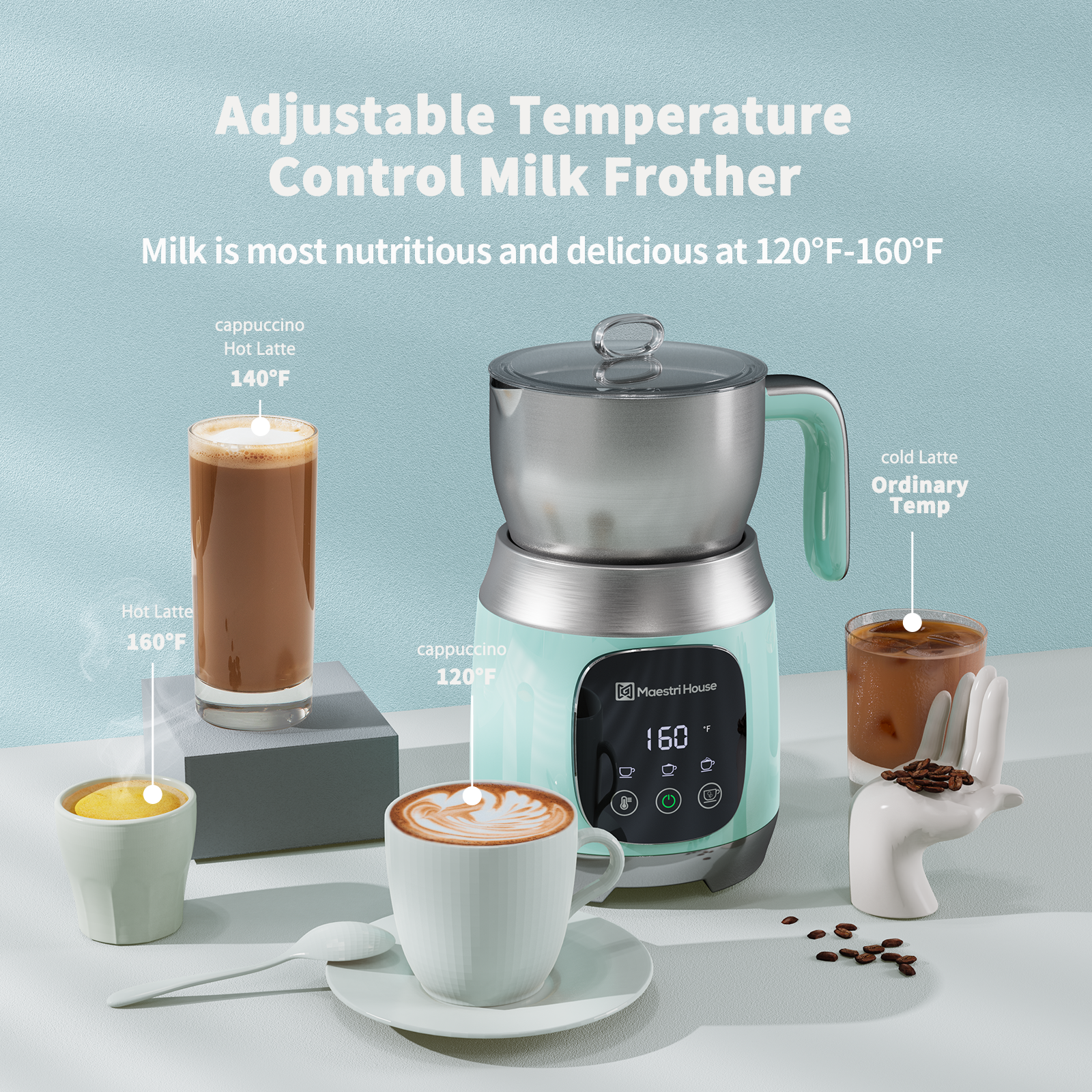 Maestri House™ Detachable Milk Frother MMF9304 - Moonlight White