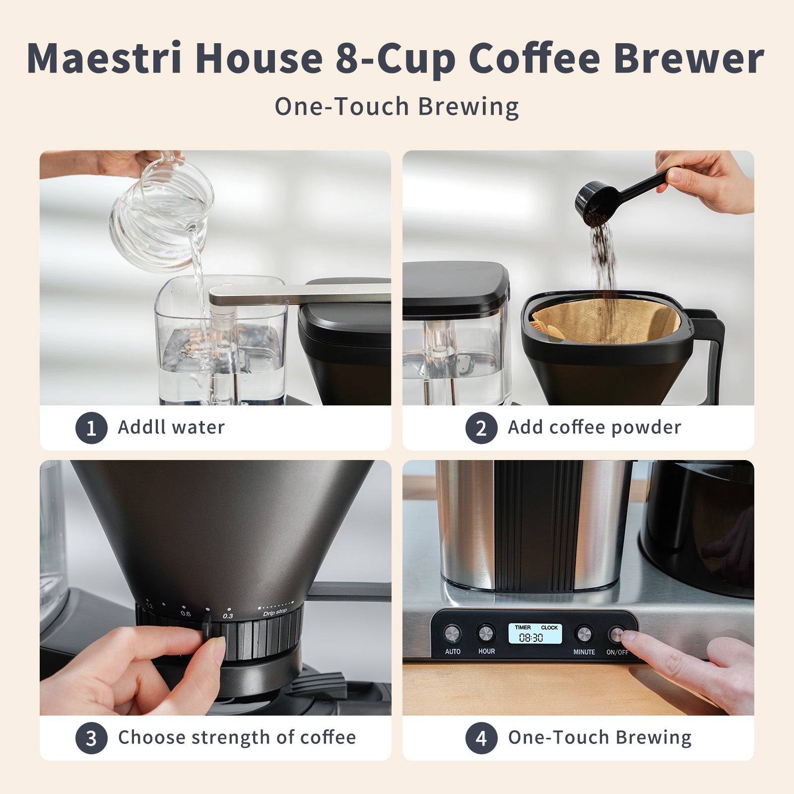 Pour Over Coffee Maker with Stainless Steel
