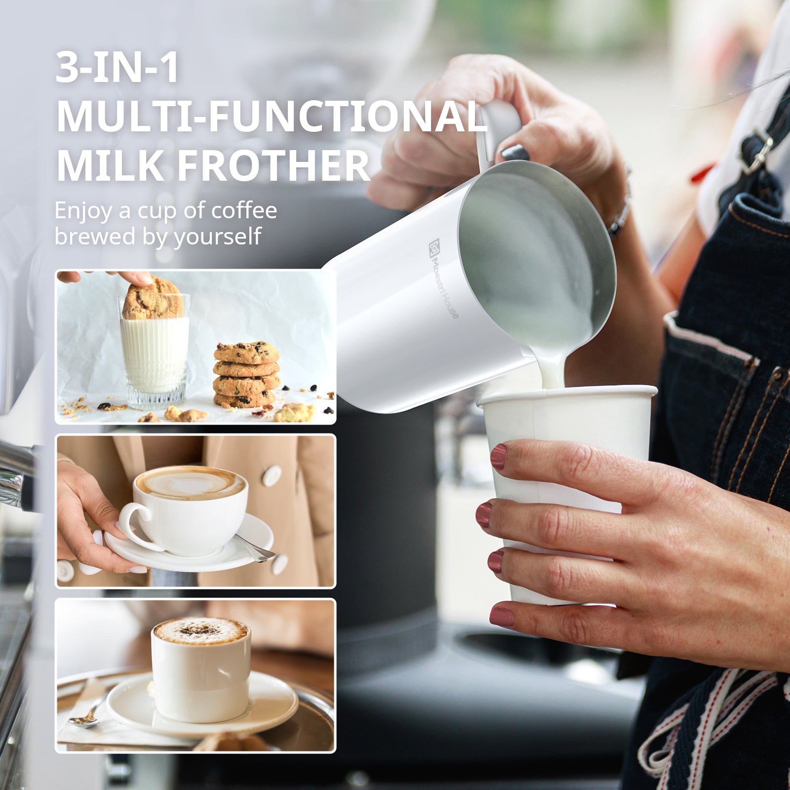 Cappucino Milk Frother, HadinEEon Milk Frother With Coupon Code